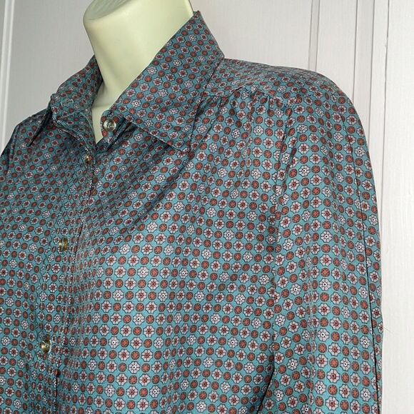 Vtg 70s/80s You-nique green paisley print button down shirt - Picture 3 of 8
